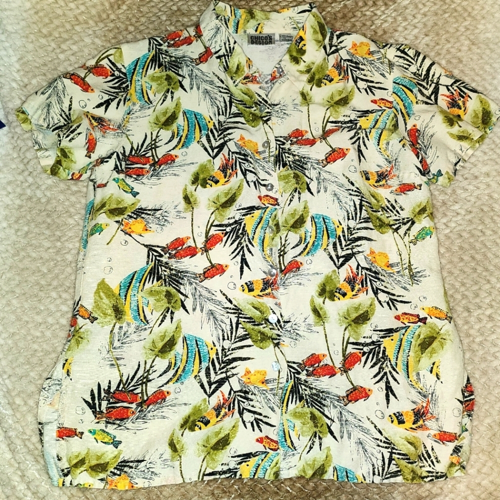 Chico's Design Mens Button down fish pattern